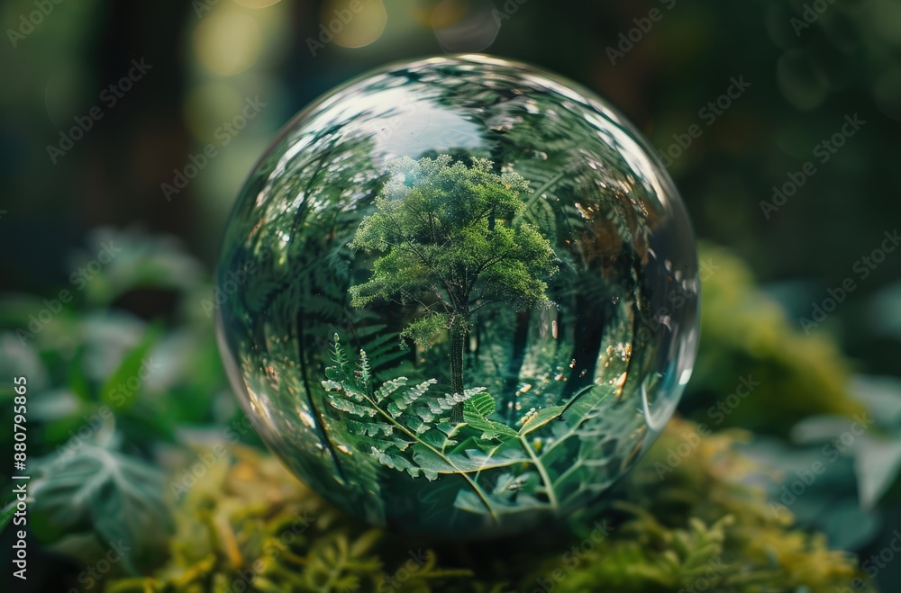A Small Tree Reflected in a Glass Orb A Small Tree Reflected in a Glass Orb