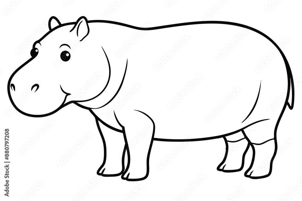 Hippopotamus Line Art Vector Illustration | Cartoon, Clipart & Line Art Design Hippopotamus Line Art Vector Illustration | Cartoon, Clipart & Line Art Design