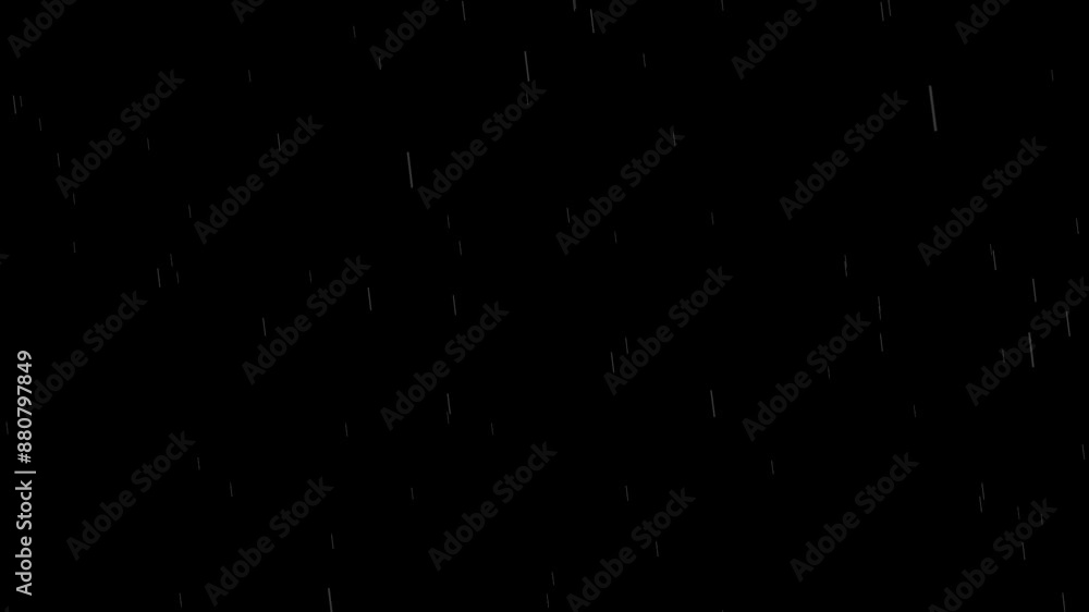 flash Rain drops on Black background. Falling water drops. Slow rain with lightning effect, raining in the night, raining woods, calm rain. calming weather storm in wet season. Slow Rainfall at.