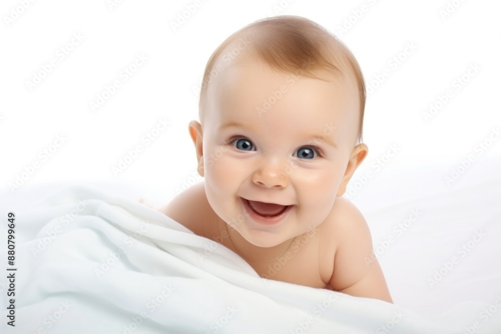Portrait of happy excited adorable amused cute baby on a white background Portrait of happy excited adorable amused cute baby on a white background