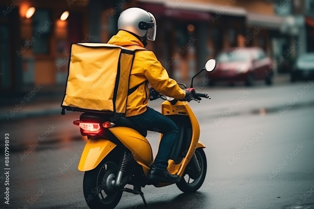 Fast courier man on a scooter, express delivery Fast courier man on a scooter, express delivery