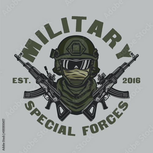 Army Soldier Military Special Forces vintage badge logo