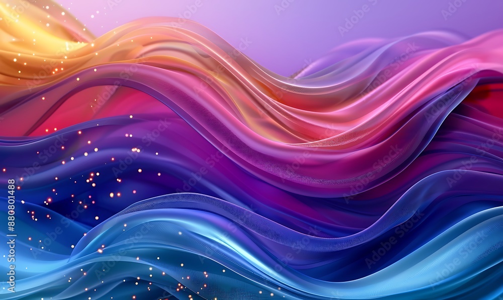 Fototapeta premium Abstract Waving illuminated Bright Colors Background, Generative AI