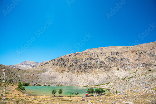 The scenic views of Green Lake, a crater lake, is on the Gömbe Plateau, famous for its unique geographical riches. It is on the slope of Akdağ, the second-highest peak of Antalya. photo