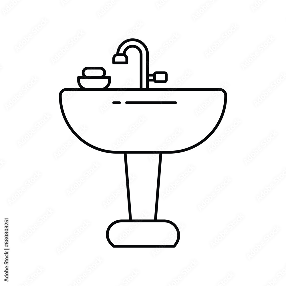 sink line icon with white background vector stock illustration sink line icon with white background vector stock illustration