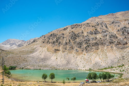 The scenic views of Green Lake, a crater lake, is on the Gömbe Plateau, famous for its unique geographical riches. It is on the slope of Akdağ, the second-highest peak of Antalya. photo