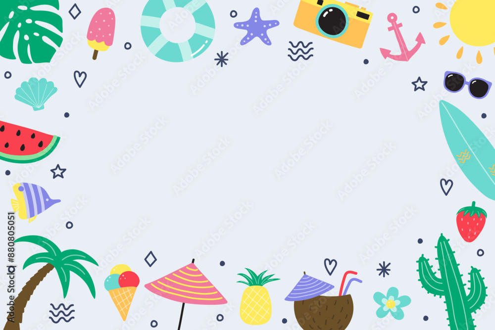 Abstract summer background with colourful elements. Vacation design. Vector illustration Abstract summer background with colourful elements. Vacation design. Vector illustration