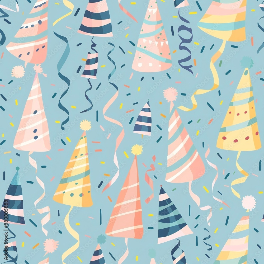 Birthday Party Hats with seamless pattern Birthday Party Hats with seamless pattern