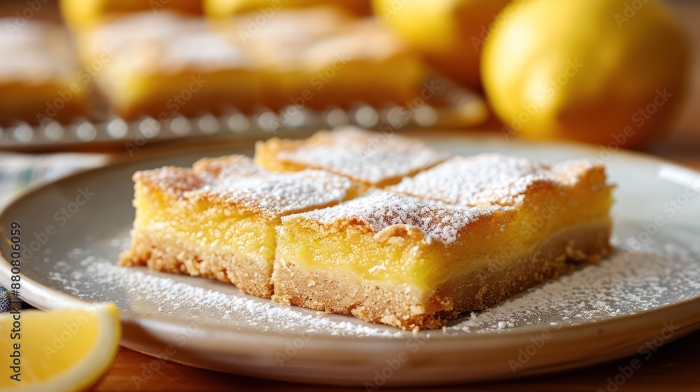 Lime stick sprinkled with powdered sugar on the plate Lime stick sprinkled with powdered sugar on the plate