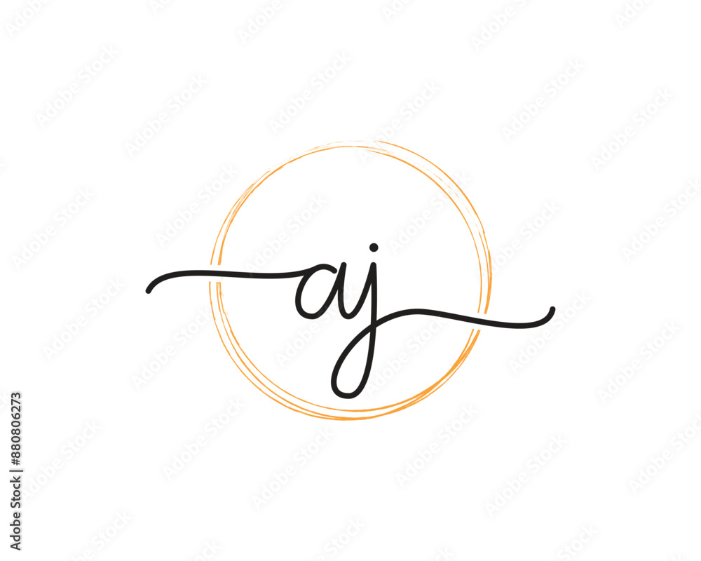 AJ initial letter handwriting logo design ,signature logo template,beauty initial with circle design AJ initial letter handwriting logo design ,signature logo template,beauty initial with circle design