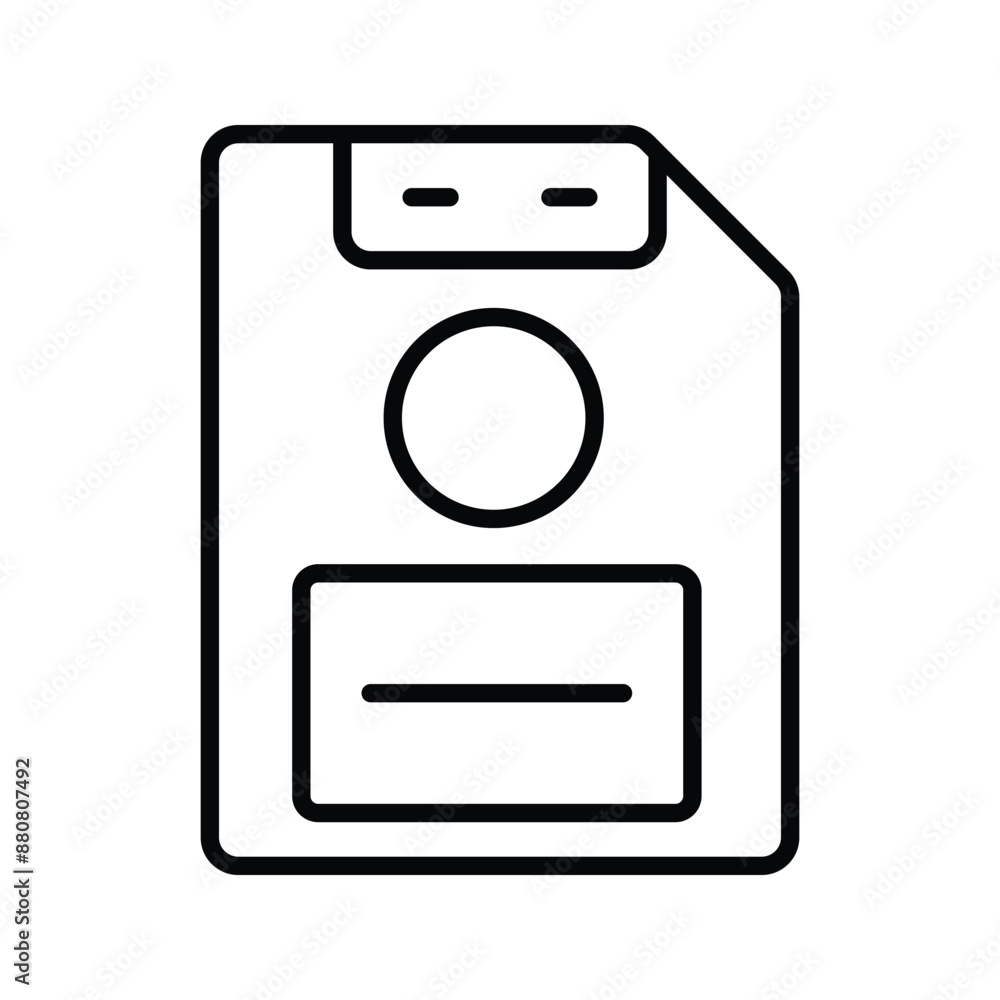 Editable vector save storage floppy disk icon. Black, line style, transparent white background. Part of a big icon set family. Perfect for web and app interfaces Editable vector save storage floppy disk icon. Black, line style, transparent white background. Part of a big icon set family. Perfect for web and app interfaces