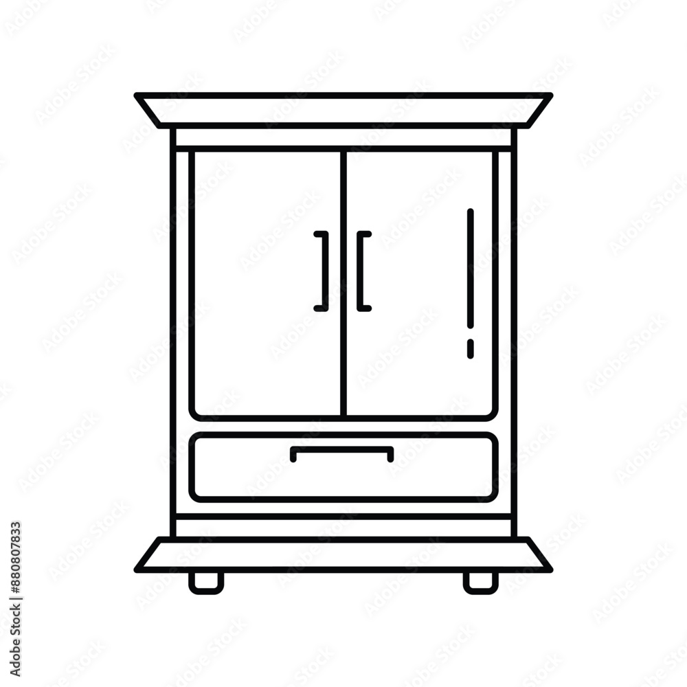 cupboard line icon with white background vector stock illustration cupboard line icon with white background vector stock illustration