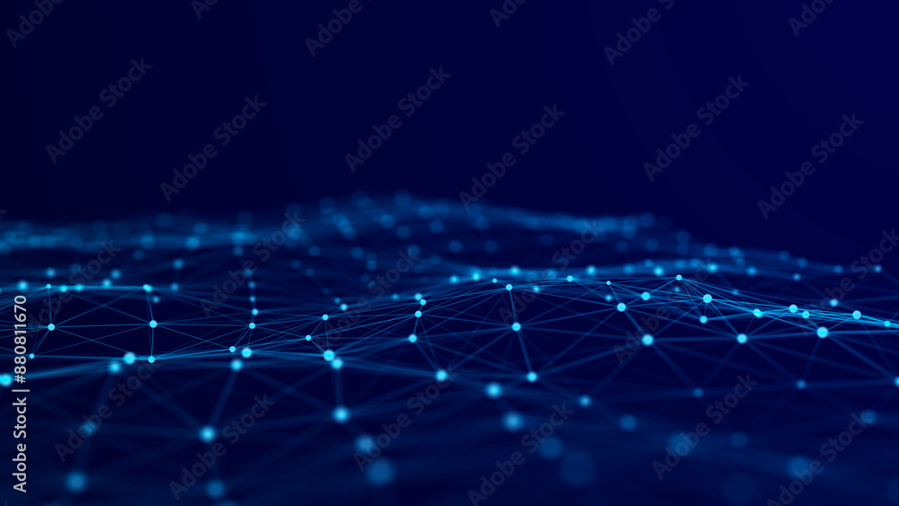 Obraz premium Modern design of network connection structure. Abstract background with interlacing dots and lines. 3D rendering.