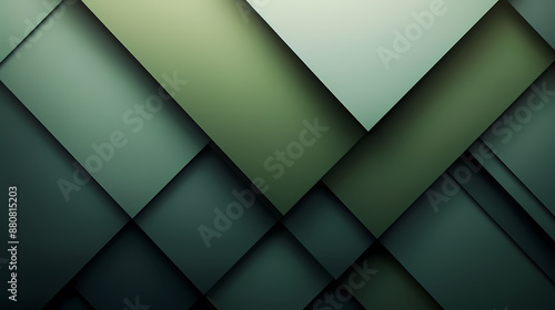 Abstract geometric background with layered green shades and overlapping shapes.