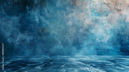 Abstract artistic backdrop with a blend of blue tones creating a fluid, dreamy ambiance.