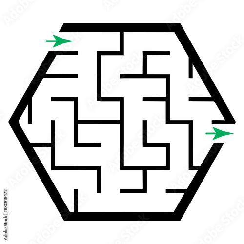 Illustration with simple labyrinth, maze conundrum for kids. Baby puzzle with entry and exit. Children riddle game.