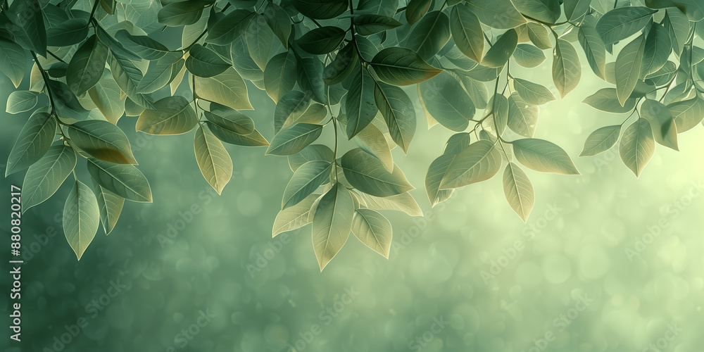 Soft Green Leaves with Gentle Light Creating a Tranquil & Serene Atmosphere Soft Green Leaves with Gentle Light Creating a Tranquil & Serene Atmosphere