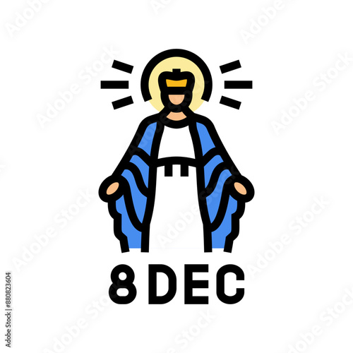 immaculate conception feast catholic holiday color icon vector. immaculate conception feast catholic holiday sign. isolated symbol illustration