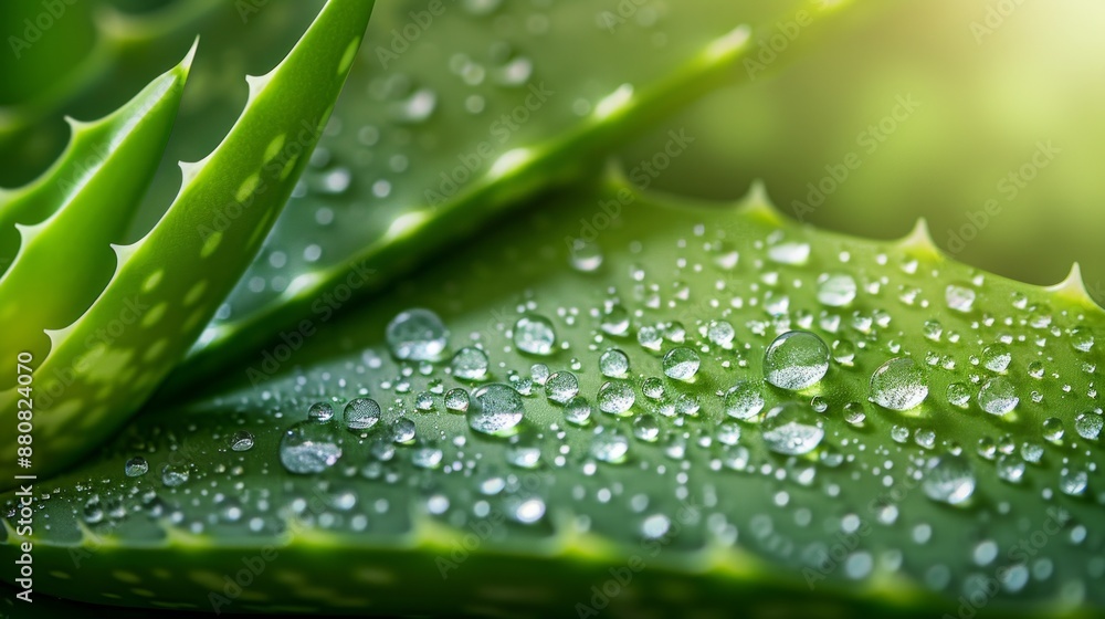 Aloe Vera Leaf with Dew Drops Aloe Vera Leaf with Dew Drops