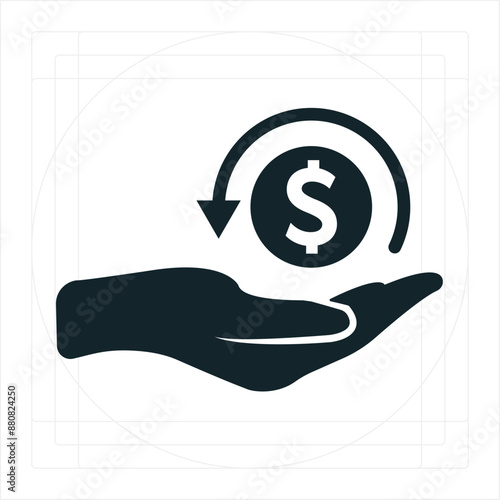 Accounts Receivable Icon A vector illustration in monochrome, depicted entirely filled.