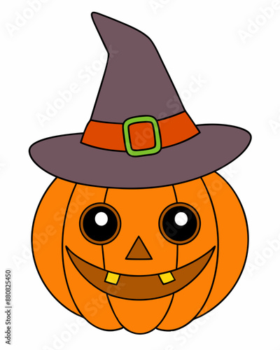 Spooky Halloween Pumpkin with Hat Silhouette Vector Art | Halloween Clipart for Decorations & Design