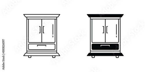 cupboard set icon with white background vector stock illustration