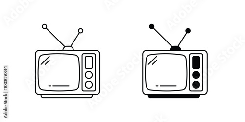 television set icon with white background vector stock illustration