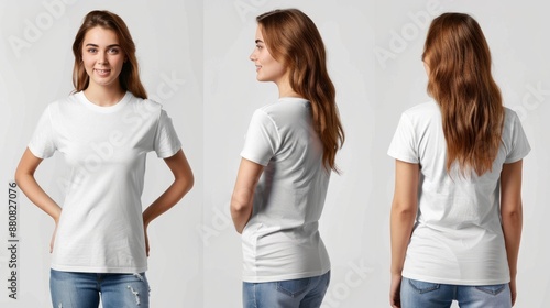Woman in White T-Shirt Mockup