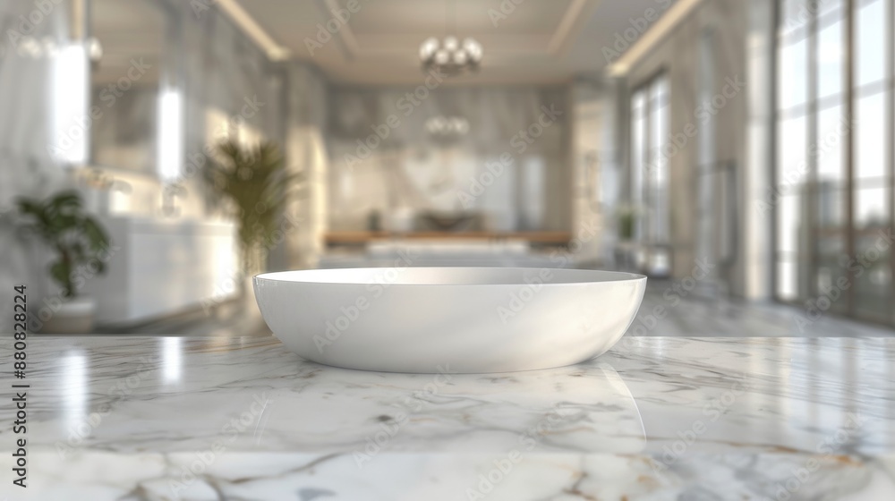 A marble countertop white bathroom with a bowl of soap A marble countertop white bathroom with a bowl of soap