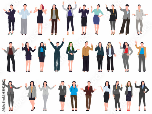 Business woman character set. Different poses, gesture and emotions.