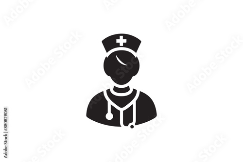 Nurse silhouette illustration. Medical assistant, female, woman, medic, doctor, health, medicine, hospital concept