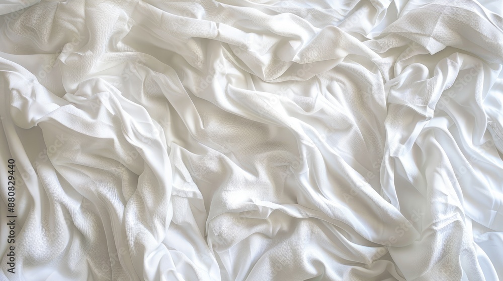 Details of a white canvas with wrinkles and waves against a background for copy space Details of a white canvas with wrinkles and waves against a background for copy space