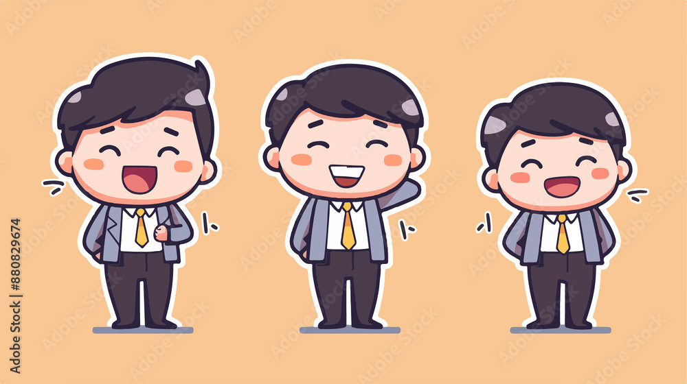 office worker or businessman Icon, Funny Cartoon Kawaii Character, Chibi Sticker Collection office worker or businessman Icon, Funny Cartoon Kawaii Character, Chibi Sticker Collection