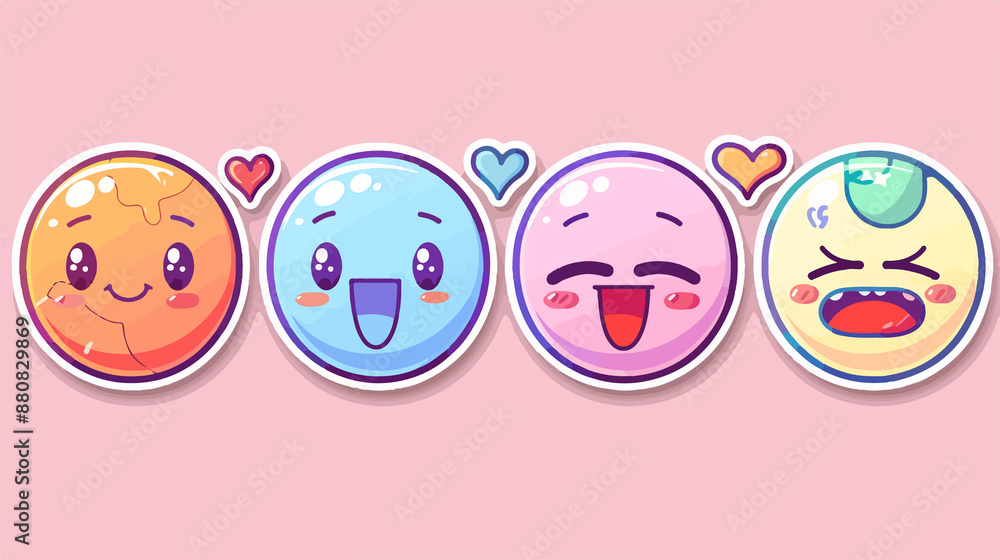 Icon, Funny  Cartoon Kawaii Character, Chibi Sticker Collection 