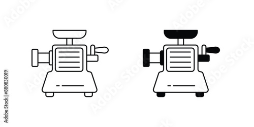 meat grinder set icon with white background vector stock illustration