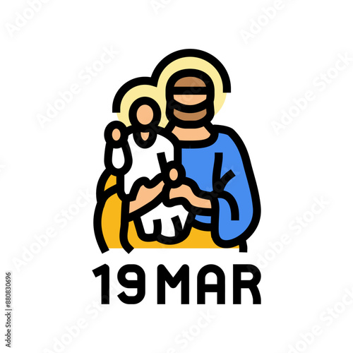 st joseph feast catholic holiday color icon vector. st joseph feast catholic holiday sign. isolated symbol illustration