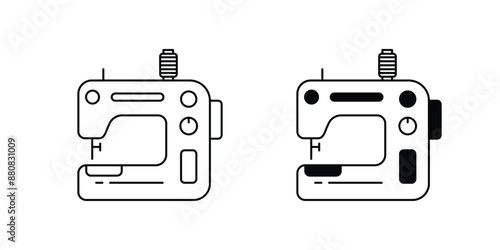 sweing machine set icon with white background vector stock illustration