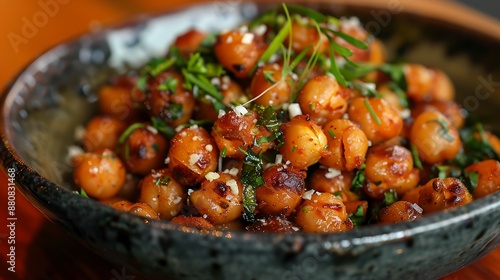 Delicious Roasted Chickpeas with Herbs - Close-up of Savory Vegan Snack