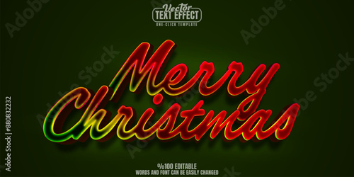 Christmas editable text effect, customizable holiday and festive 3d font style