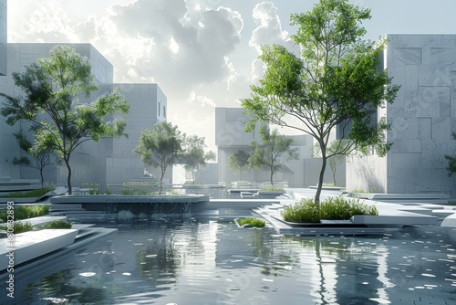 81 High-tech urban plaza with interactive elements, realistic, high resolution, very detailed
