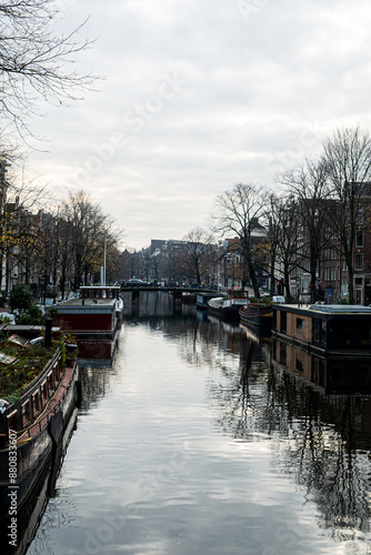 amsterdam city canal in winter photo