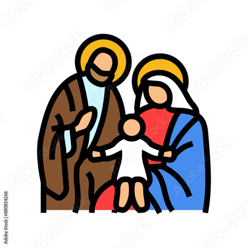 holy family feast catholic holiday color icon vector. holy family feast catholic holiday sign. isolated symbol illustration