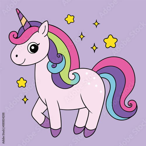 Cute Unicorn Vector Illustration: Cartoon, Clipart, and Line Art Design