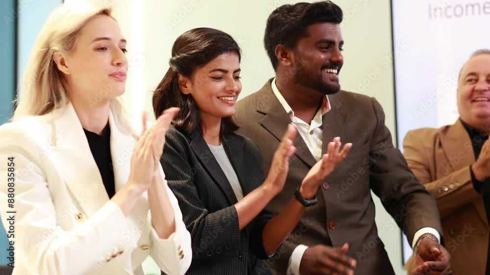 Business team cucess celebrate - Group of diverse business team colleagues or employees audience clapping in celebration party Business team cucess celebrate - Group of diverse business team colleagues or employees audience clapping in celebration party