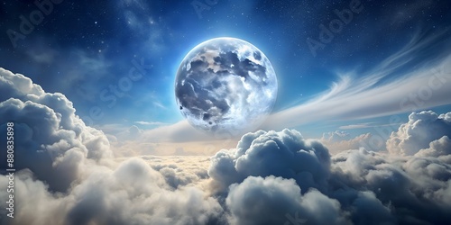 moon and clouds the horrible place in the night AI Generative