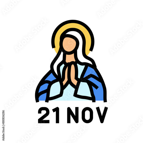 presentation of the virgin mary feast catholic color icon vector. presentation of the virgin mary feast catholic sign. isolated symbol illustration