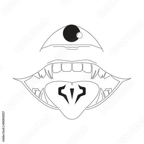 Sukuna Face Tattoo Simple Vector Line Art photo