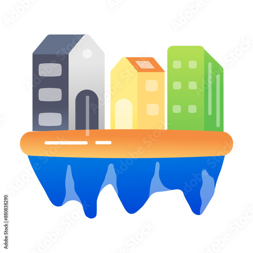Metaverse building icon in flat style 