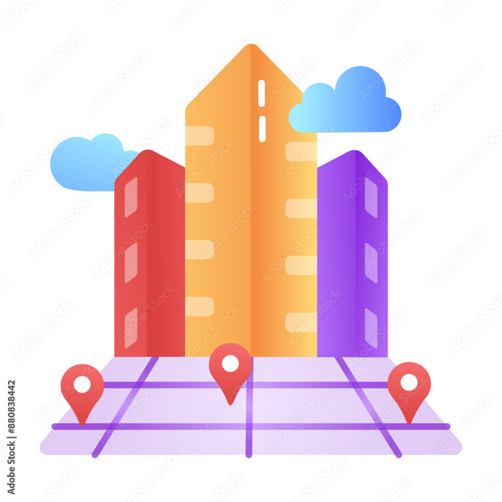 An icon of metaverse building location in flat style An icon of metaverse building location in flat style