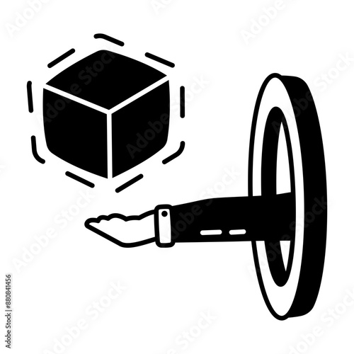 A glyph icon of augmented reality 3d modelling 